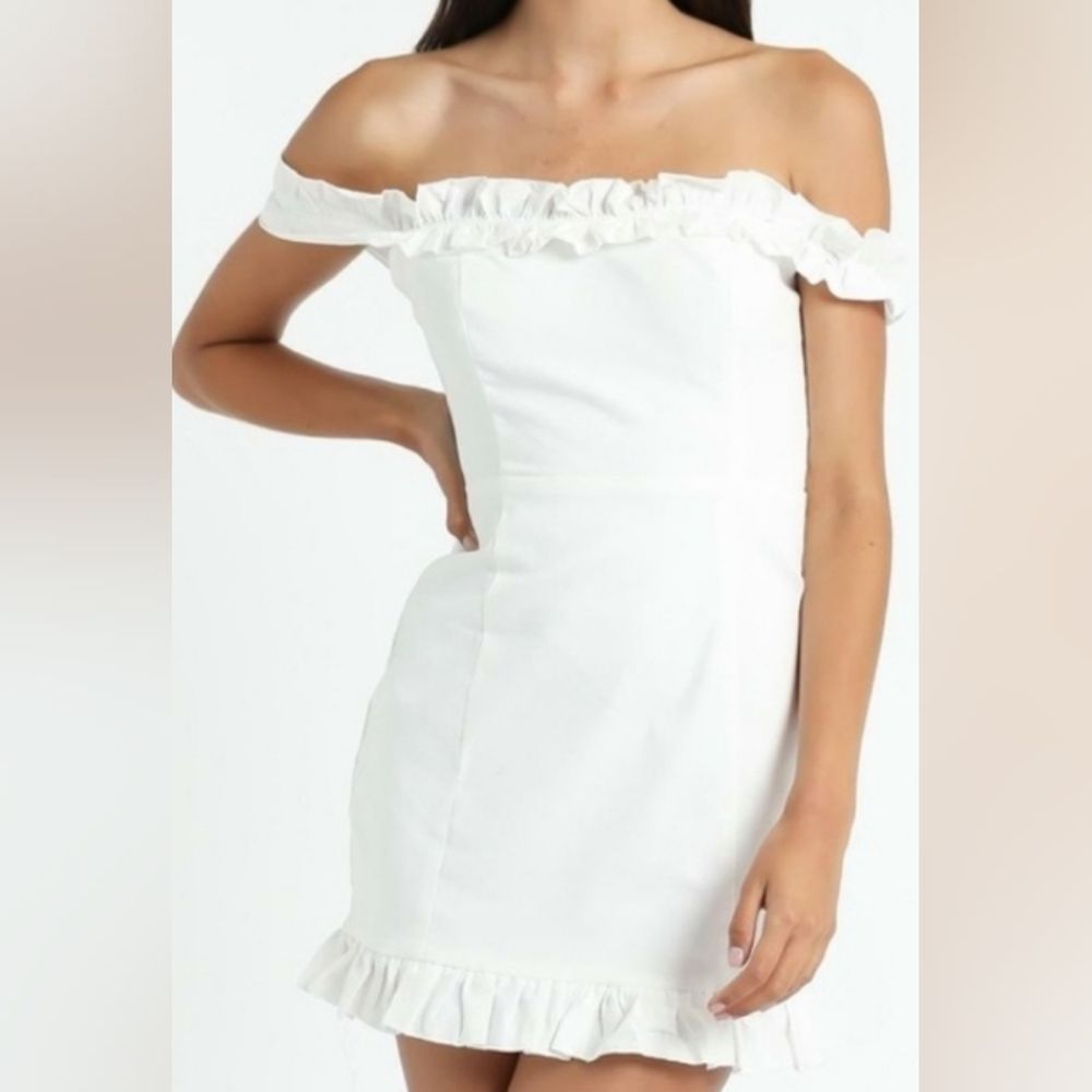 Showpo White Off The Shoulder Sleeveless Sheath Dress